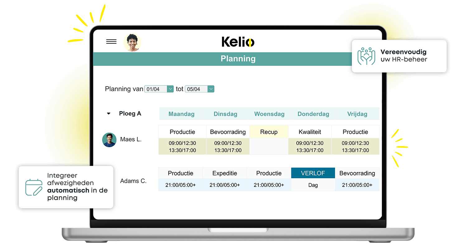 Kelio-software voor roosterbeheer voor de automatische verwerking van afwezigheden en werktijden