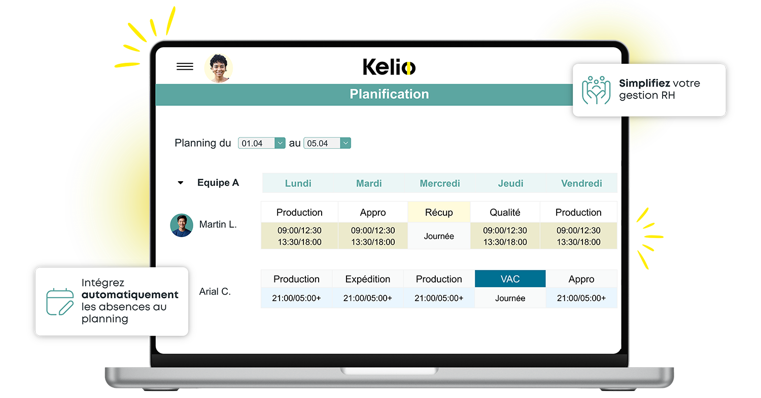 Logiciel de gestion des plannings Kelio pour l'intégration automatique des absences et des temps de travail