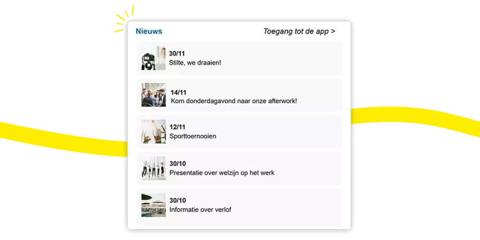 Kelio-nieuwsfeed gefilterd per afdeling en vestiging voor relevante interne communicatie