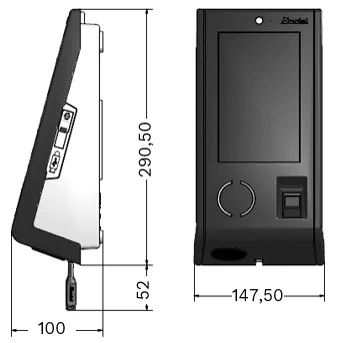 Afmetingen biometrische Kelio Visio X7