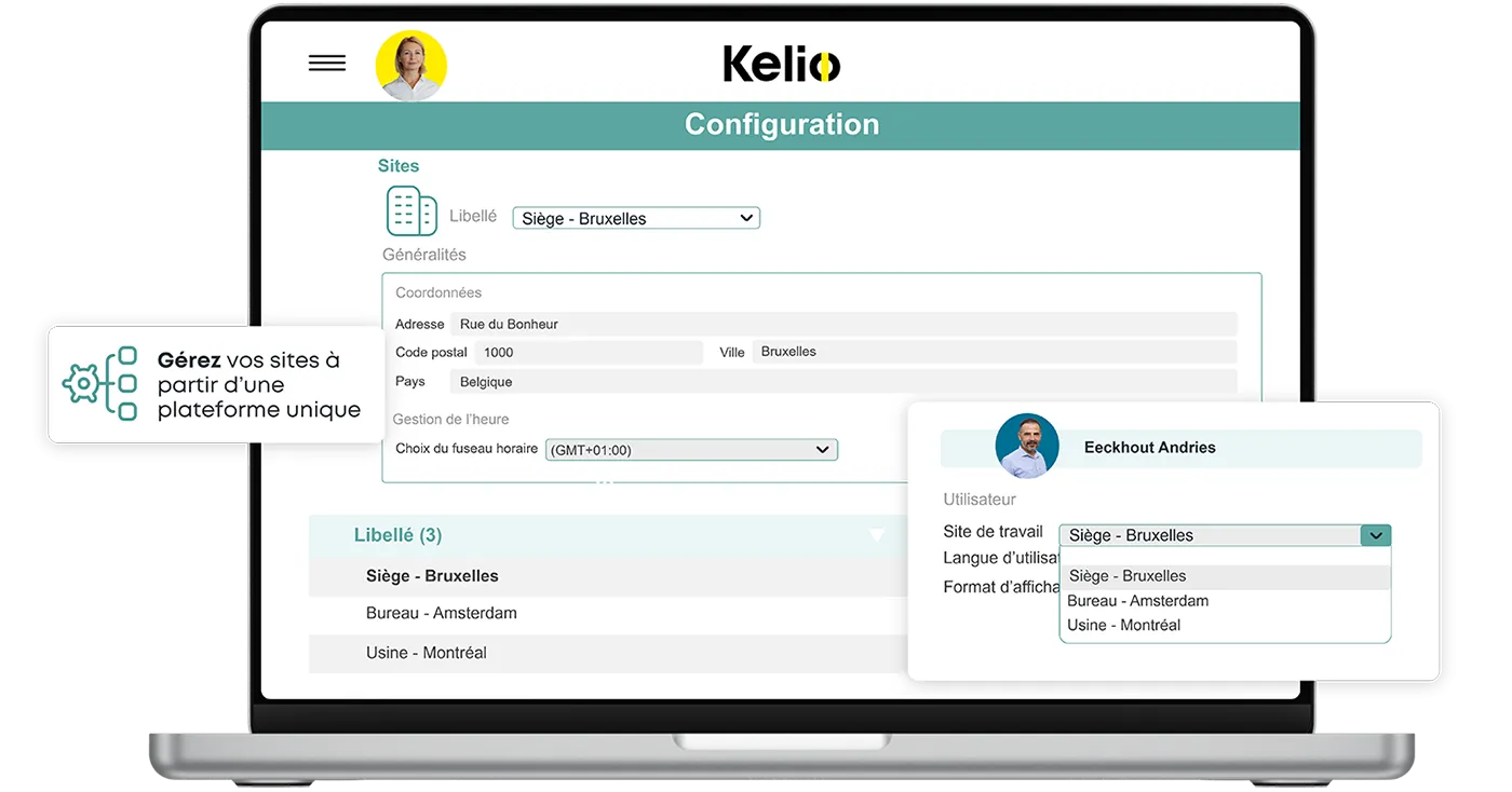Logiciel GTA Kelio configuré pour la gestion multi-sites et les commissions paritaires en Belgique