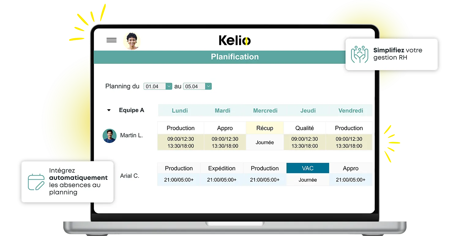Logiciel de gestion des plannings Kelio pour l'intégration automatique des absences et des temps de travail